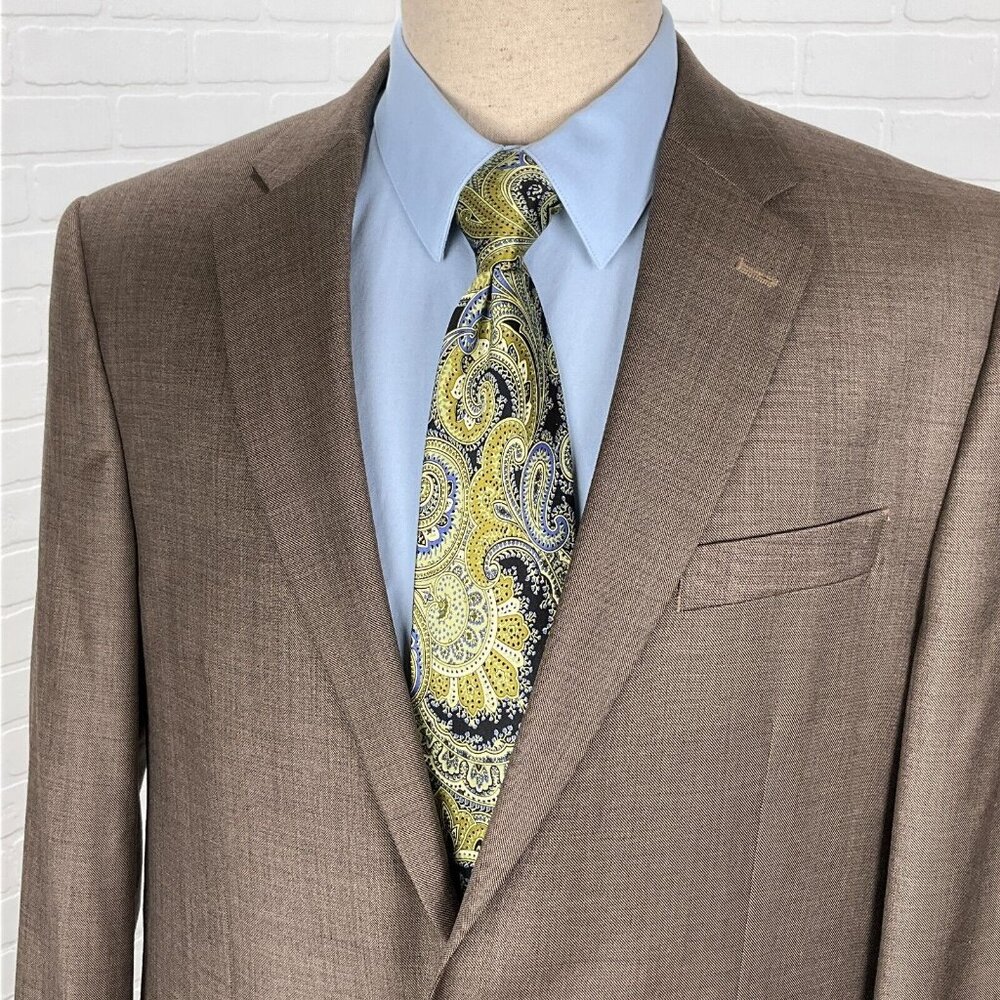Ralph Lauren Chaps Blazer Men 42L Brown Wool Woven Classic Career Jacket